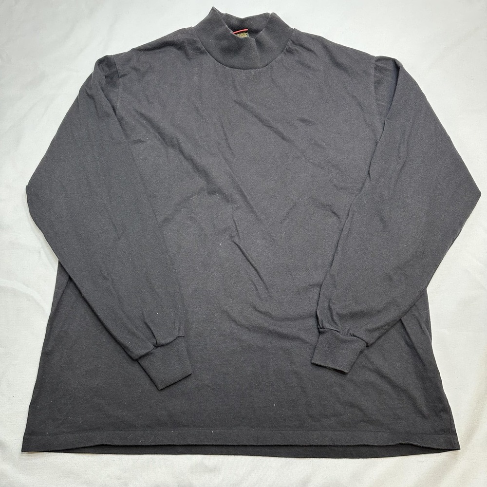 Vintage Cross Creek Shirt Mens XL Black Mock Neck Pullover Fleece 90s USA